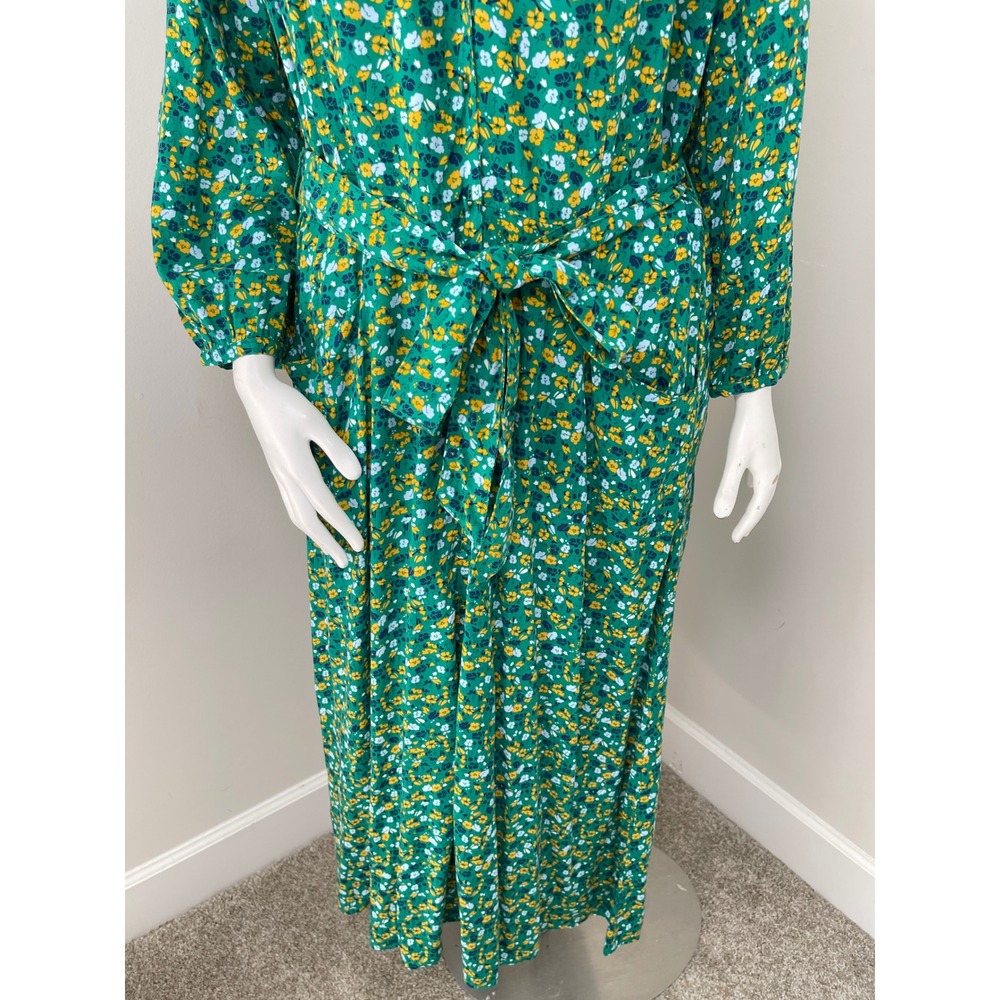 Talbots Ditsy Floral Midi Shirt Dress Long Sleeve Belted Pockets 12 Cottage - Picture 4 of 12